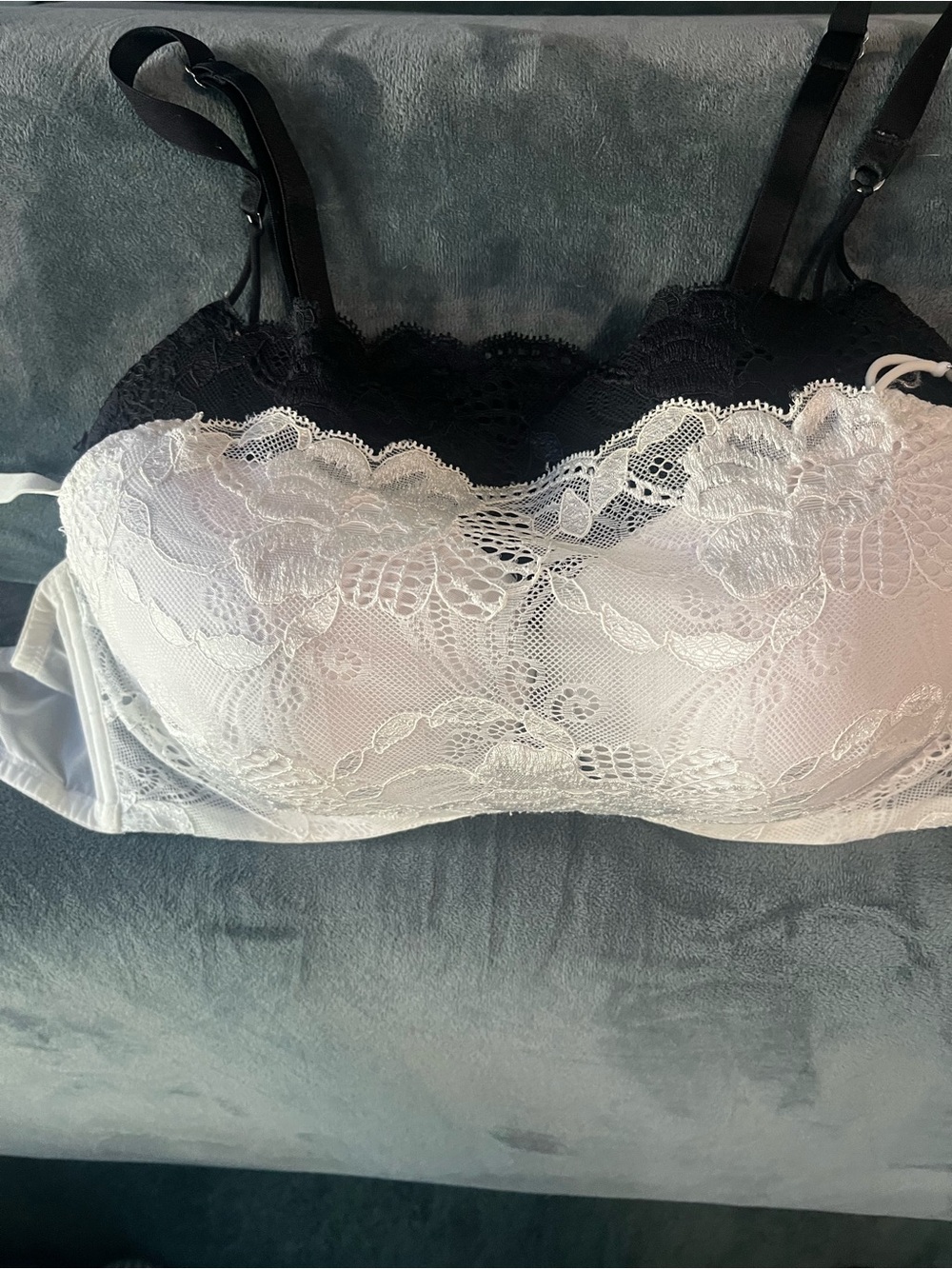 Two Natori Lace Overlay Cleavage-Covering Cami Bandeau Bras